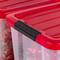 IRIS® 20.5qt. Clear Holiday Storage Boxes with Red Buckle Lids, 4ct.